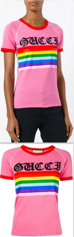 'Loved Rainbow' Stripe T-shirt - DESIGNER INSPIRED FASHIONS
