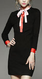 Color Contrast Tie Shirt Dress - DESIGNER INSPIRED FASHIONS