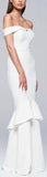 Off-the-Shoulder Fitted Ruffle White Gown