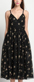 Star & Polka Dot Embroidered Black Tulle Dress - DESIGNER INSPIRED FASHIONS