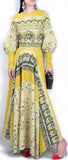 Balloon-Sleeve Printed Gown, Yellow - DESIGNER INSPIRED FASHIONS