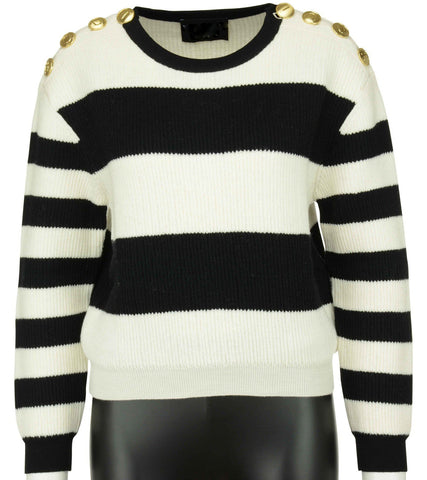 Color Contrast Stripe Sweater - DESIGNER INSPIRED FASHIONS