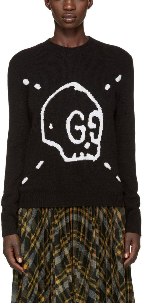 Black GG Ghost Knit Sweater - DESIGNER INSPIRED FASHIONS