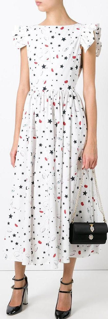 Patterned Flared Dress - DESIGNER INSPIRED FASHIONS