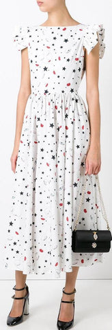 Patterned Flared Dress - DESIGNER INSPIRED FASHIONS