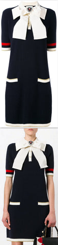 Bow-Embellished Knitted Dress - DESIGNER INSPIRED FASHIONS