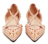 'Unia' Studded Leather Flats - Black or Pink