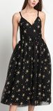 Star & Polka Dot Embroidered Black Tulle Dress - DESIGNER INSPIRED FASHIONS