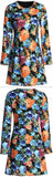 Floral Printed Rhinestone-Trimmed Long-Sleeved Mini Dress