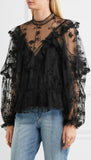 Ruffled Embroidered Tulle Blouse - DESIGNER INSPIRED FASHIONS