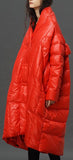 Boxy Paneled Down Coat In Red or Black - DESIGNER INSPIRED FASHIONS