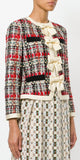 Plaid Tweed Jacket & Butterfly-Embroidered Tweed Skirt Set