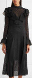Black Ruffle Lace Midi Dress
