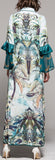 Printed Flared-Sleeve Maxi Dress