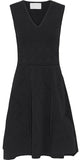 Flared Pointelle-Knit Dress, Black