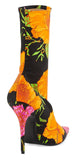 Floral Satin Pointed Toe Bootie