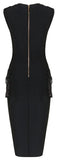 Lace-up Sleeveless Knee-Length Bodycon Dress, Black - DESIGNER INSPIRED FASHIONS