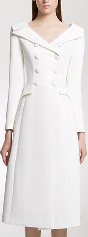 Double-Breasted White Suit-Dress