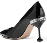Crystal-Embellished Patent-Leather Pumps - Nude/Pink, Black or Red