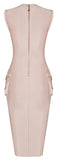 Lace-up Sleeveless Knee-Length Bodycon Dress, Nude - DESIGNER INSPIRED FASHIONS