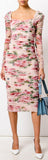 Ruched Rose Print Dress