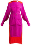Asymmetrical Colour-Block Panelled Crepe Shirt-Dress