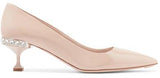 Crystal-Embellished Patent-Leather Pumps - Nude/Pink, Black or Red