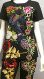 Embellished Top & Pants with Appliques-Extended Sizes