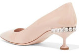 Crystal-Embellished Patent-Leather Pumps - Nude/Pink, Black or Red
