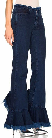 Frayed Flared-Hem Jeans - DESIGNER INSPIRED FASHIONS