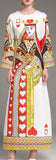 'Queen of Hearts' Print Long Dress