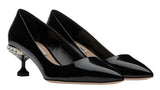 Crystal-Embellished Patent-Leather Pumps - Nude/Pink, Black or Red