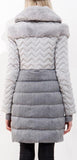 Rabbit Fur Chevron Paneled Puffer Coat