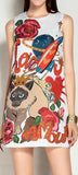 Embellished Cartoon-Print Jacquard Shift Dress - DESIGNER INSPIRED FASHIONS