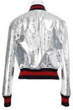 Metallic Silver Bomber Jacket - DESIGNER INSPIRED FASHIONS