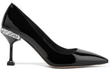Crystal-Embellished Patent-Leather Pumps - Nude/Pink, Black or Red