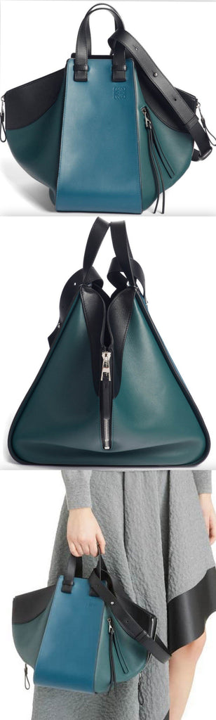 Small Hammock Tricolor Pebbled Leather Hobo