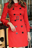 Embellished-Collar Trench Coat in Khaki or Red - DESIGNER INSPIRED FASHIONS
