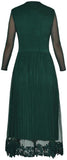 Plisse Lace-Trim Stretch Midi Dress, Green