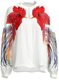 Embroidered Silk Blouse, White or Black - DESIGNER INSPIRED FASHIONS
