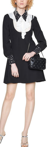 Broadcloth Star-Print Trim Dress
