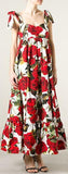 Long Rose-Print Dress
