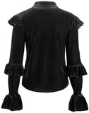 Black Ruffle Velvet Blouse