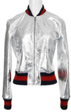 Metallic Silver Bomber Jacket - DESIGNER INSPIRED FASHIONS