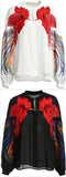 Embroidered Silk Blouse, White or Black - DESIGNER INSPIRED FASHIONS
