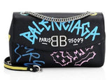 Graffiti Logo Leather Shoulder Bag