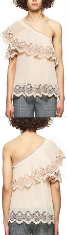 Pleated Embroidery Top - DESIGNER INSPIRED FASHIONS