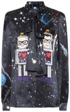 Space Printed Silk Blouse