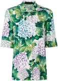 Hydrangea Print Silk Pajama Top & Short Set - DESIGNER INSPIRED FASHIONS