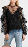 Ruffled Embroidered Tulle Blouse - DESIGNER INSPIRED FASHIONS